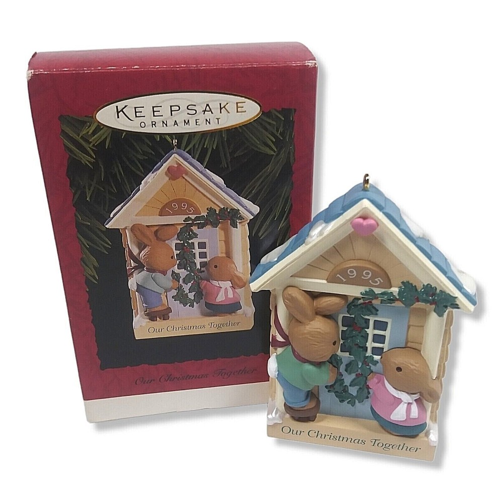 Vintage Hallmark Keepsake Ornament Our First Christmas Together Bunnies 1995 VTG